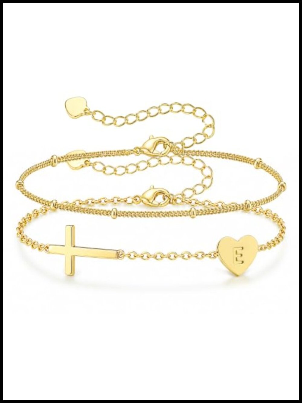 Gold Plated Initial Cross Bracelet Women Christian Jewelry Gift